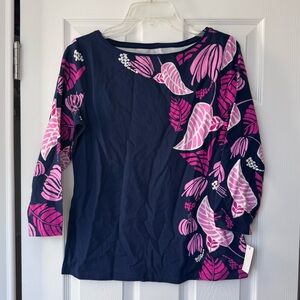 Talbots Cotton Top Long Sleeve Floral Print (NWT)